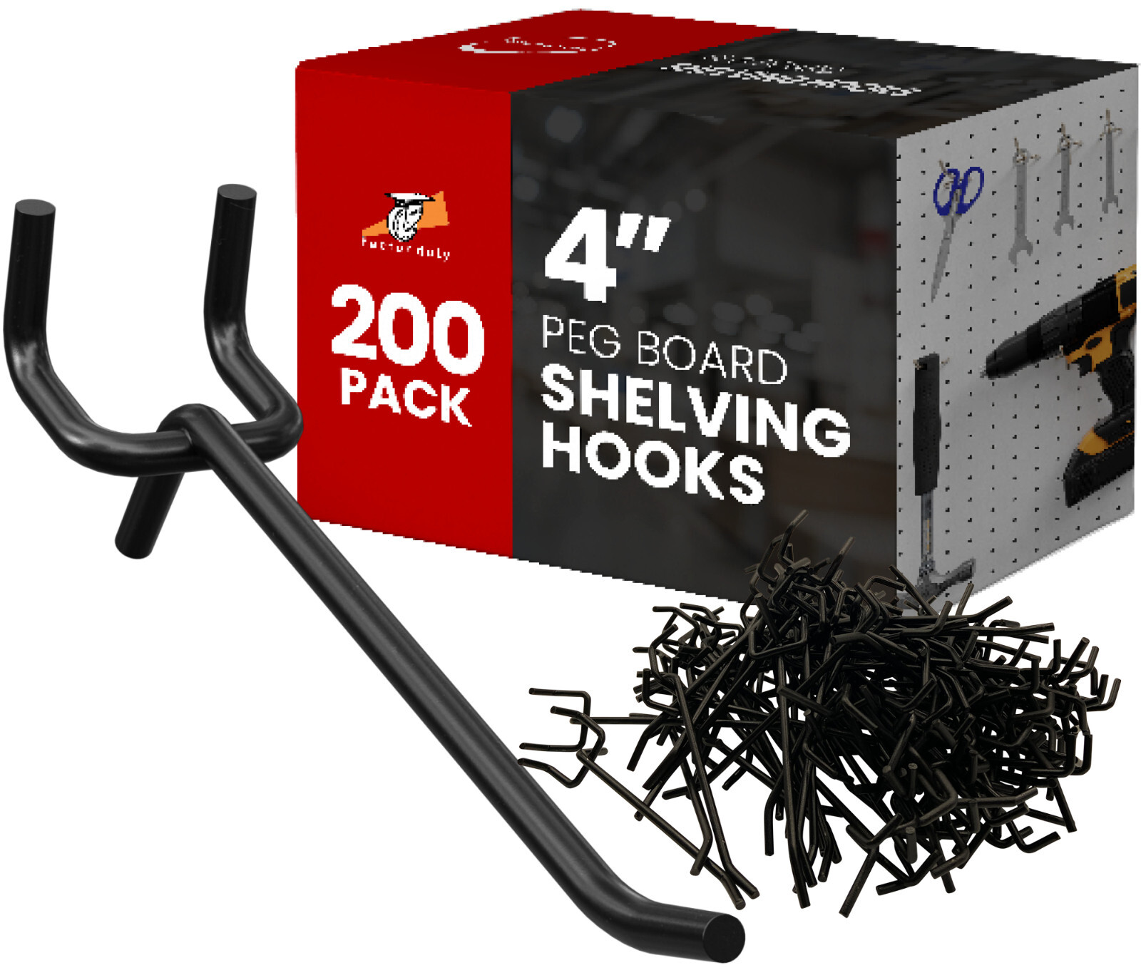 200 pcs 4" Length Black Steel PEG Board Shelving 20 lbs PEG HOOKS Wholesale Lot