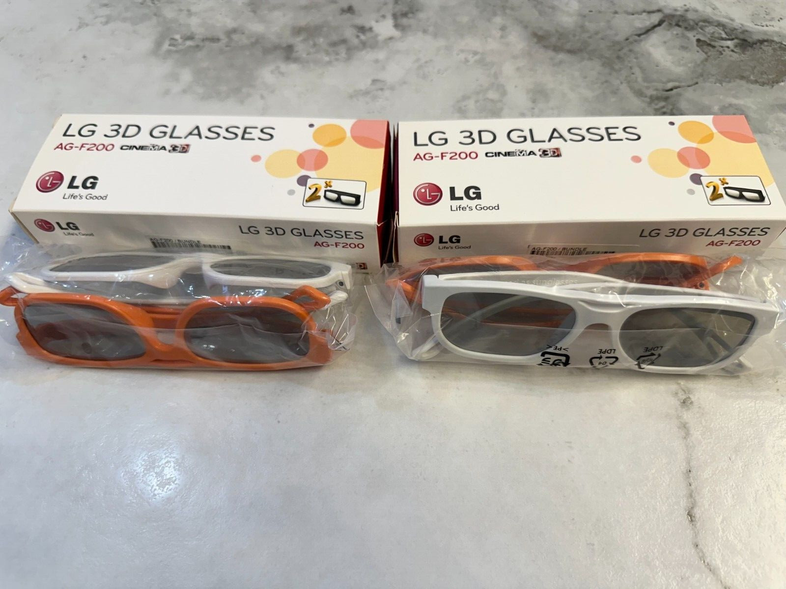 LG 3D Glasses Cinema 3D AG-F200 x2 Glasses in each box total of 4 pairs - NIB