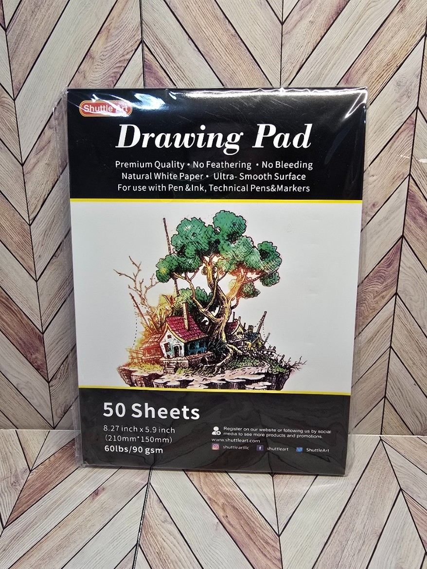 Shuttle Art Drawing Pad 60lbs Premium Quality 8.27"x5.9" 50 Sheets Sealed