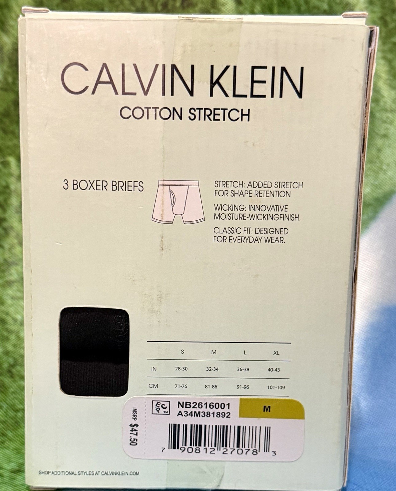 Calvin Klein Men’s Cotton Stretch 3 Pack Boxer Brief Underwear Black Small