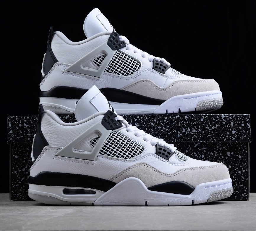 US Size 7-12 Jordan 4 Rerto "military black" Mid-Top Basketball Shoes Man