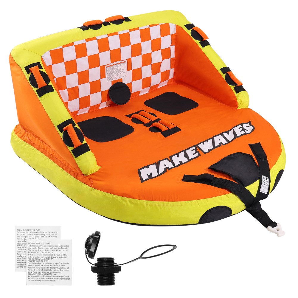 Towable Tube for Boating, 1-2 Riders Inflatable 340 lbs Water Sport Tube