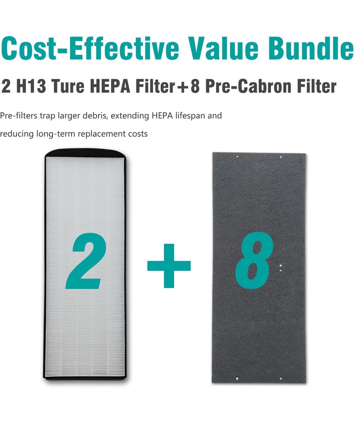 2 PACK 1183800 True HEPA Filter Replacements Compatible with Whirl Pool WPT80