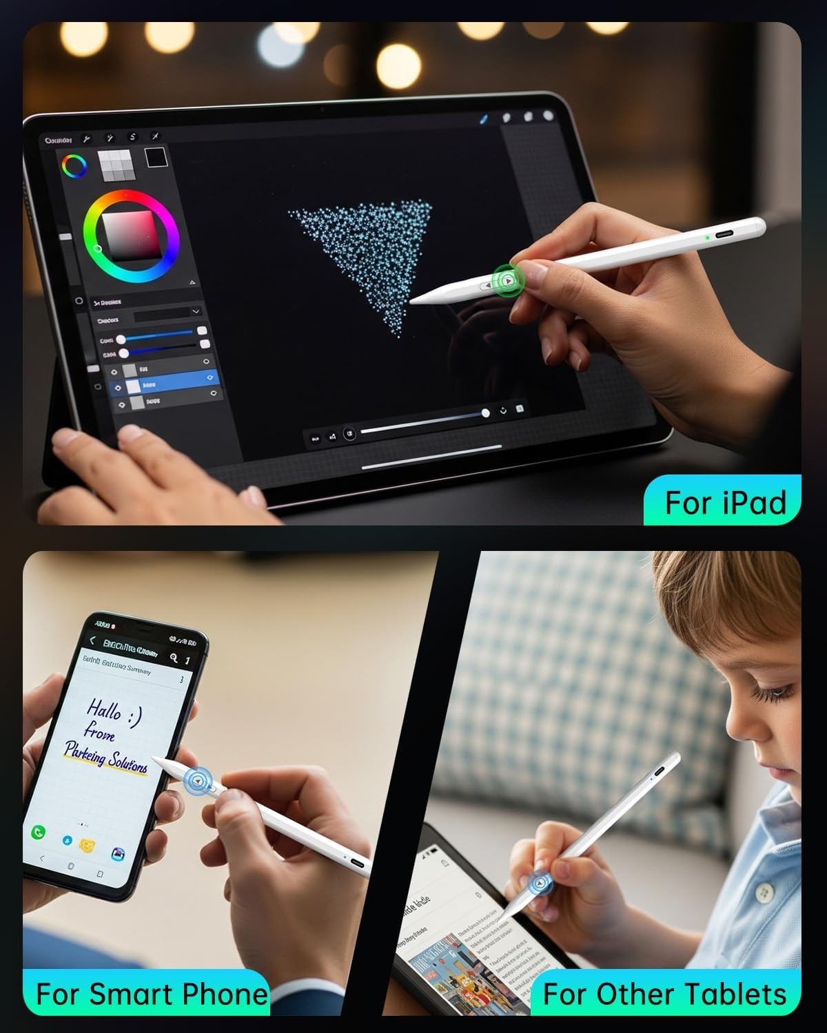 Universal Stylus Pen for Apple iPad & Android & iPhone,Fast Charge Active Stylus