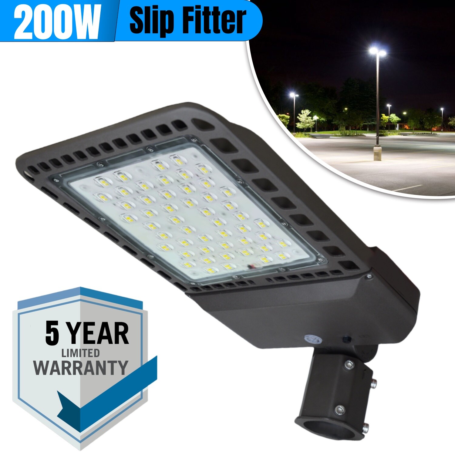 LED Shoebox Area Pole Light Bronze 200-Watt 120v-277v 28000 Lumens 5500K White