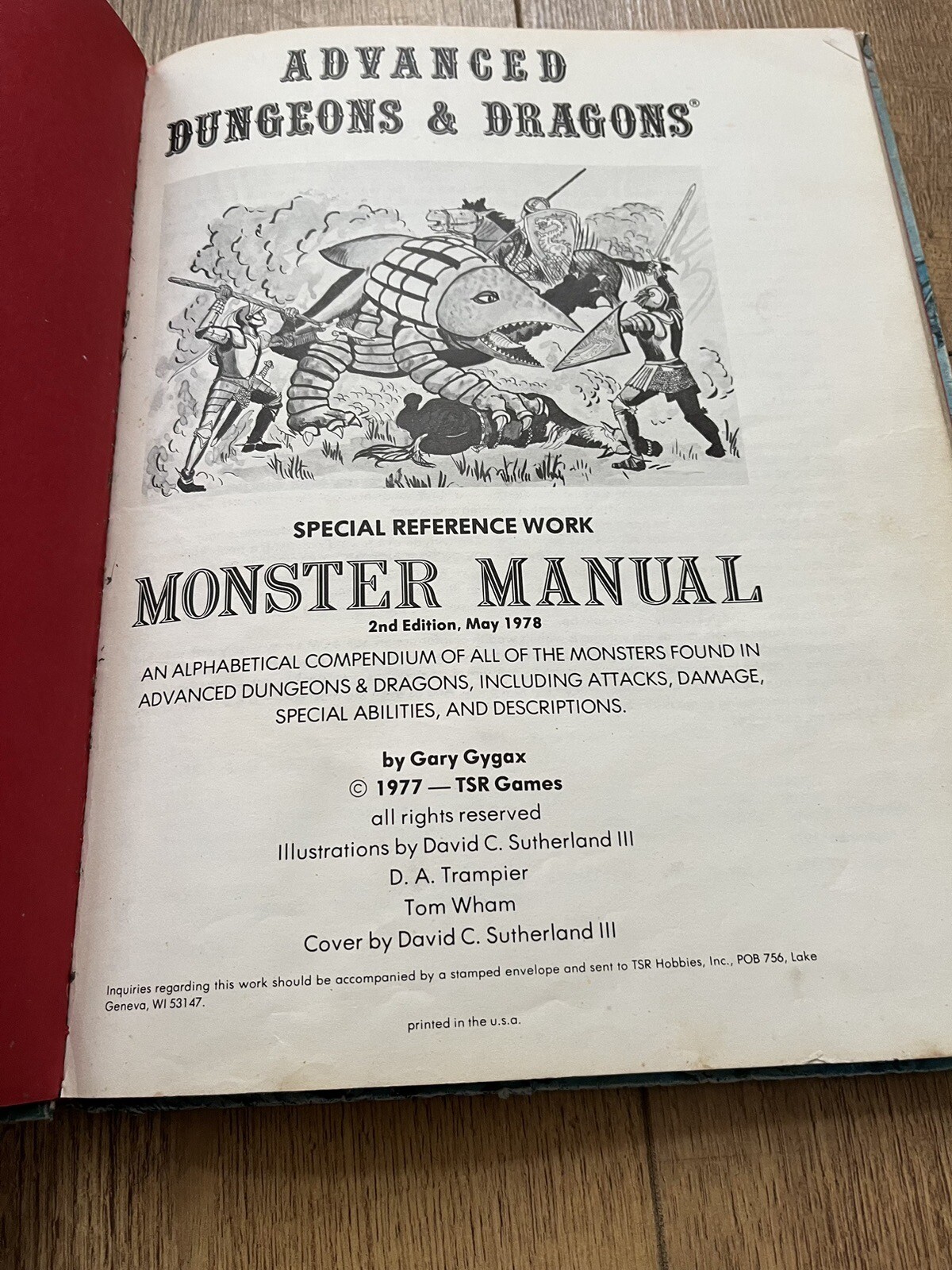 Advanced Dungeons & Dragons Monster Manual Hardback TSR 1978