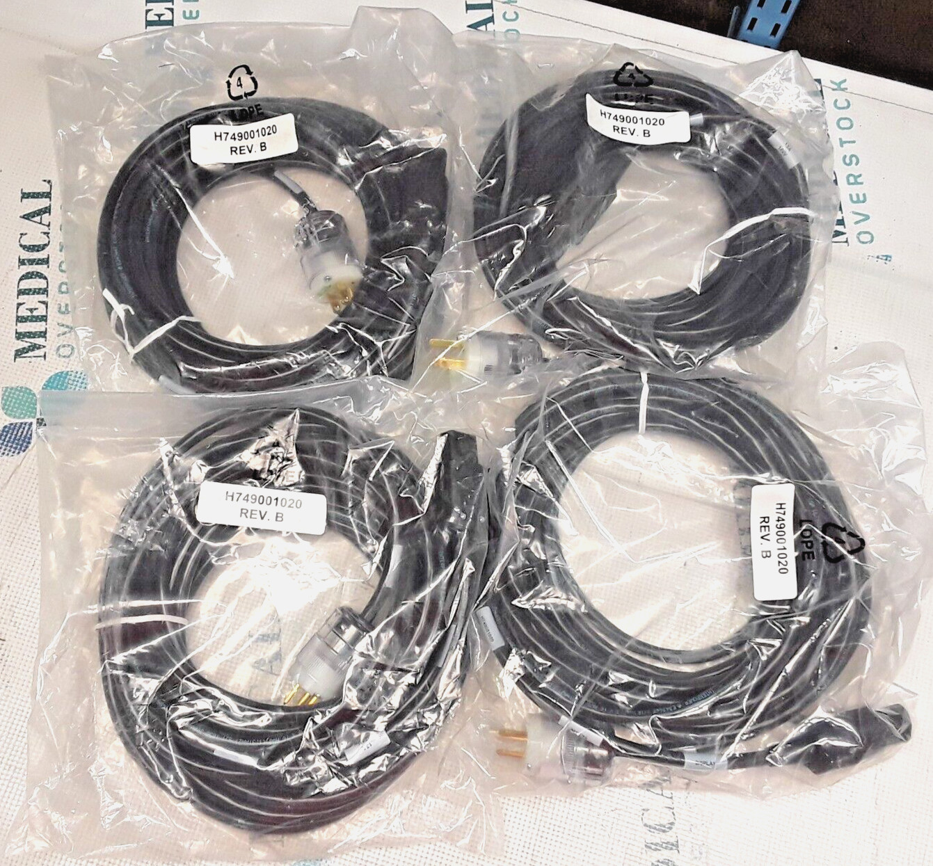 INTERPOWER H749001020 3x16 AWG SJT Medical Grade Power Cable Lot of 4
