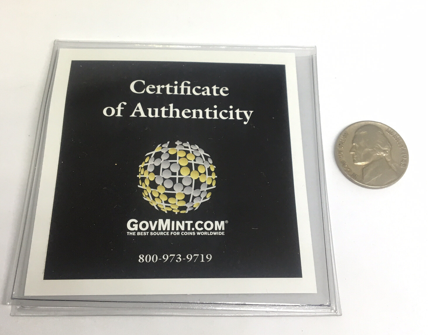 CERTIFICATE OF AUTHENTICITY GOVMINT.COM FOLDER SLEEVE COIN 223150