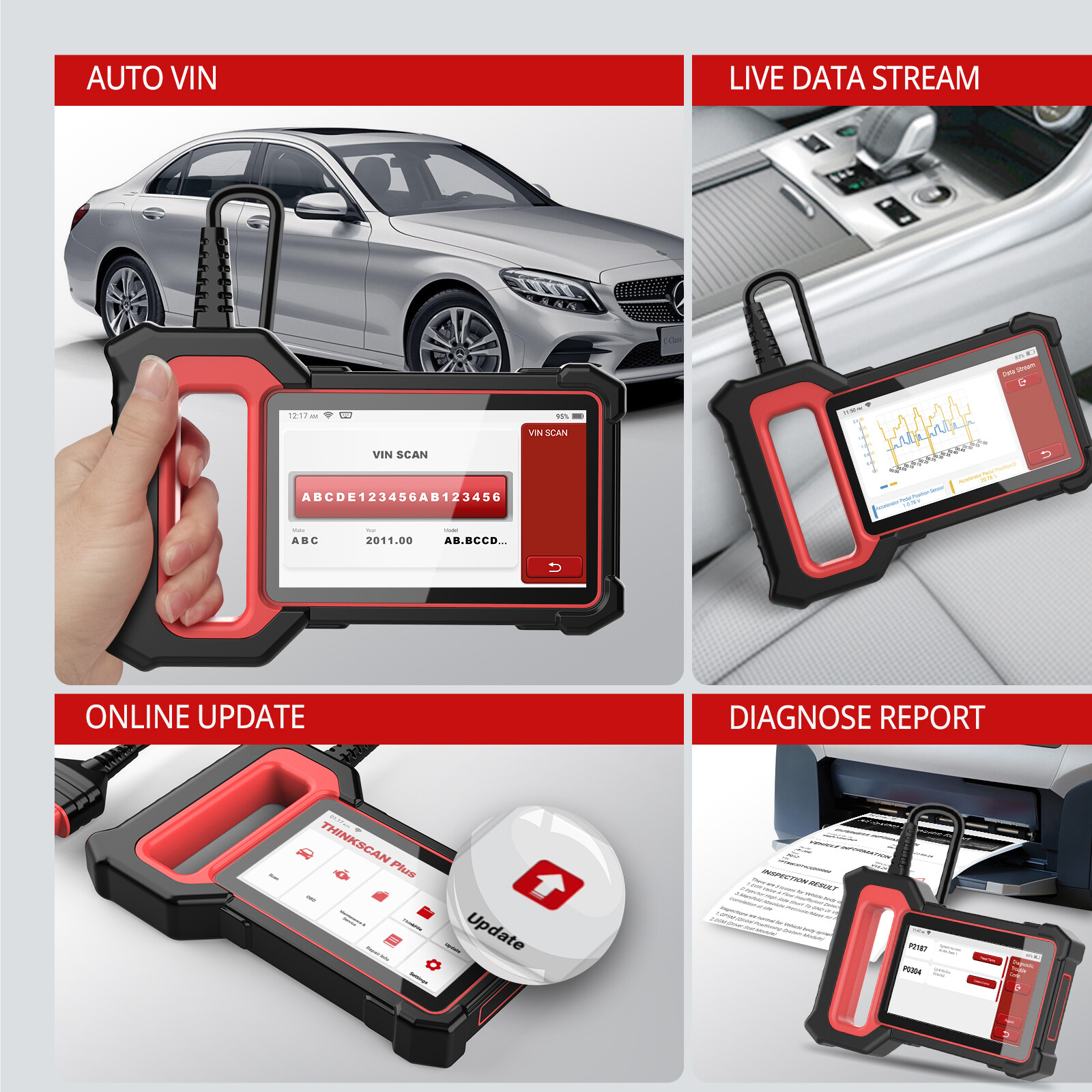 OBD2 Scanner Transmission ABS SRS Code Reader Diagnostic Scan Tool Check Engine