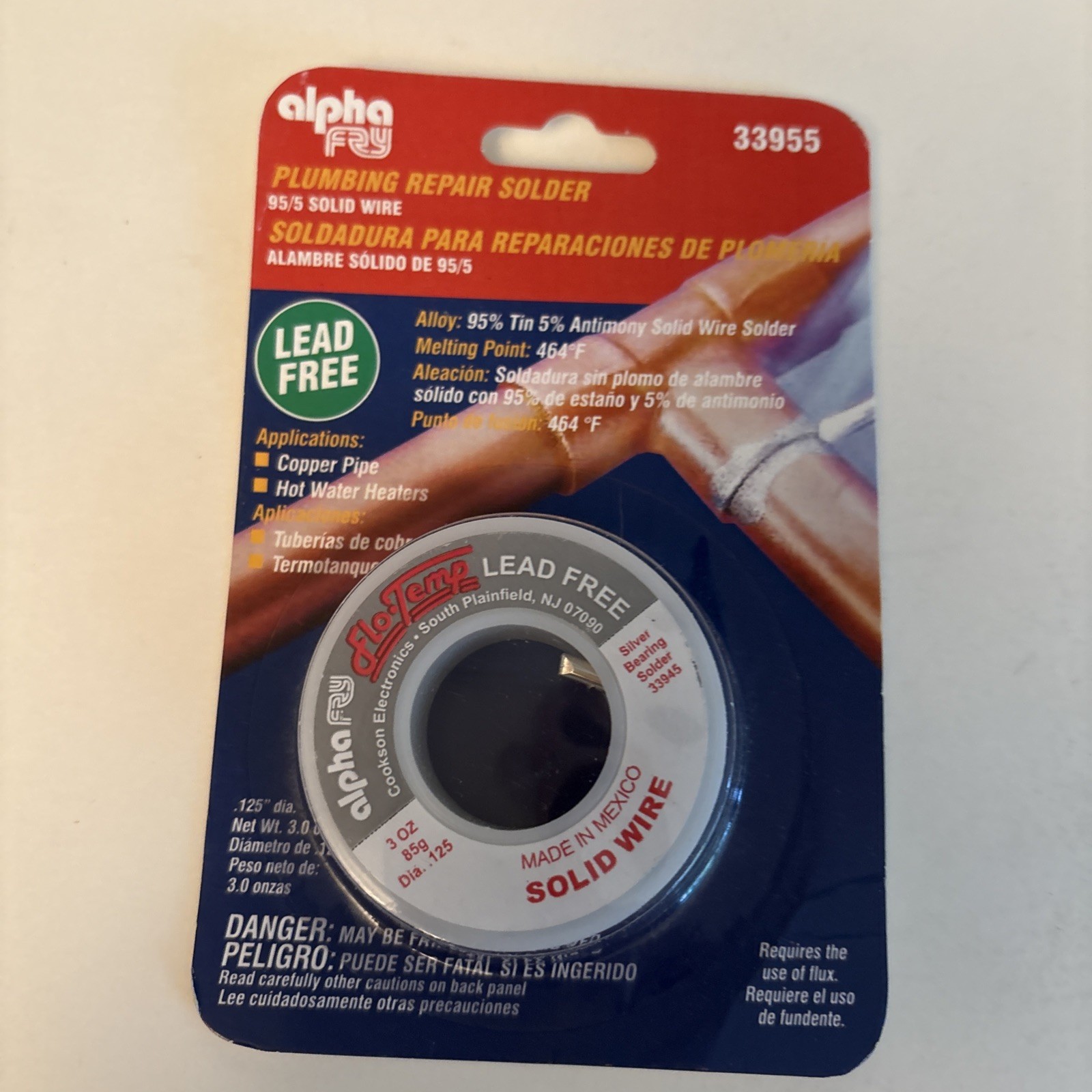 AlphaFry 33955 95/5 Tin/Solid Solder Lead Free 3oz BRAND NEW