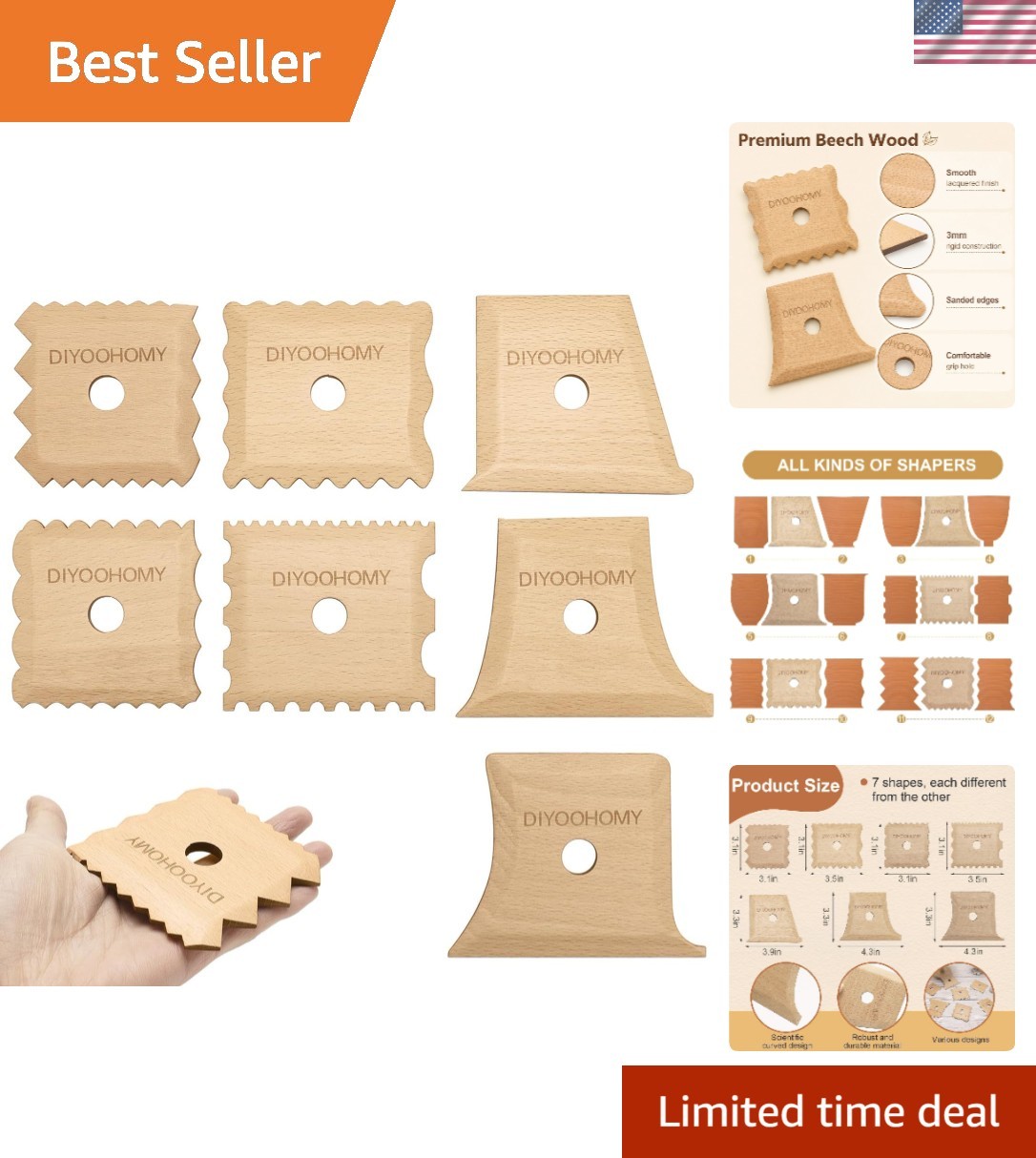 Multi-Functional 7-Piece Pottery Tools Set - Ideal for Artists & Crafters