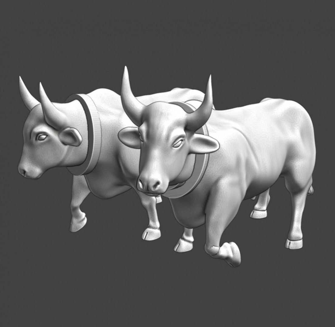 Northern Crusades Miniatures Medieval Draught Draft Oxen Animals 3D 28mm 32mm +