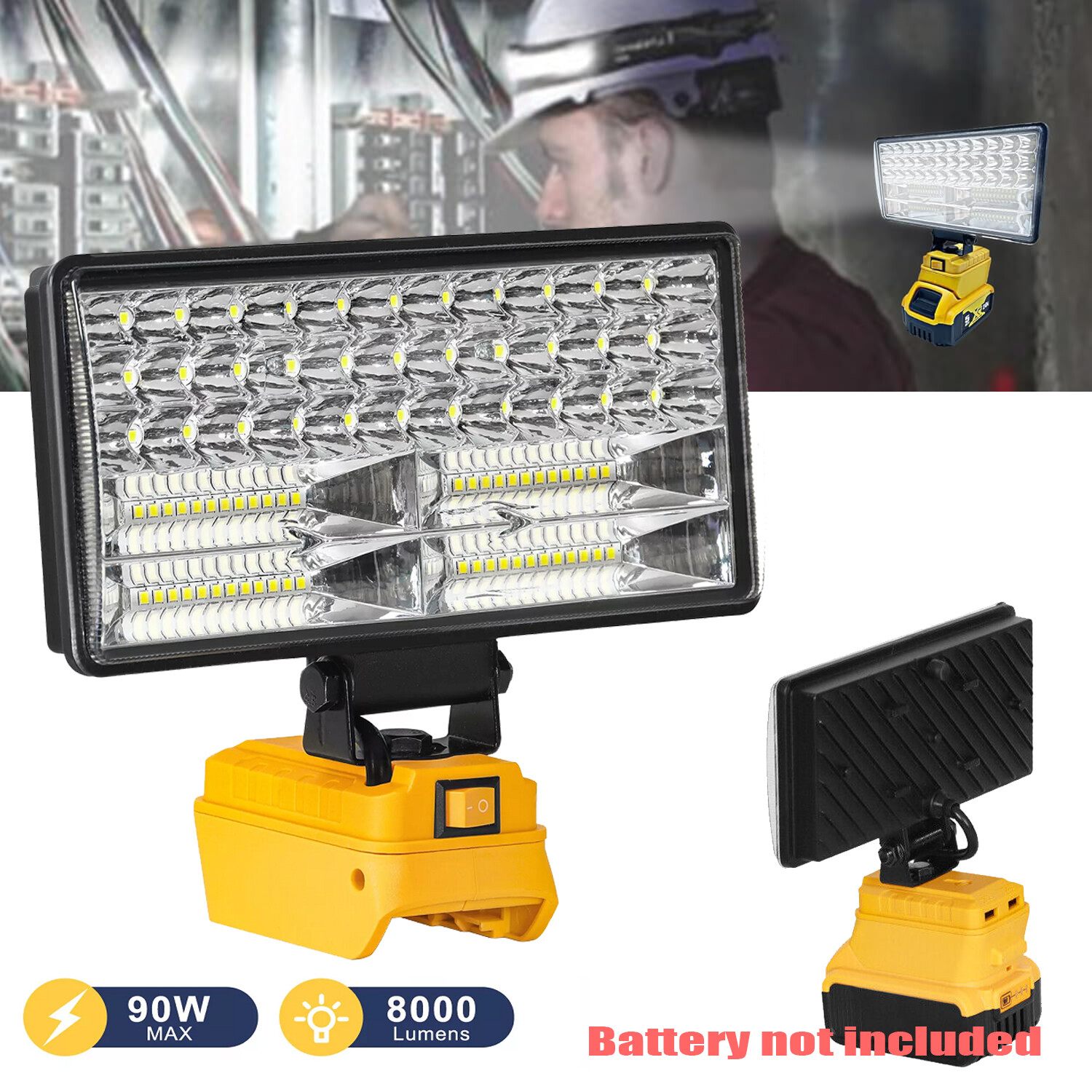 3×Cordless Led Work Light For Dewalt 20V Battery,Portable Flood Light Flashlight