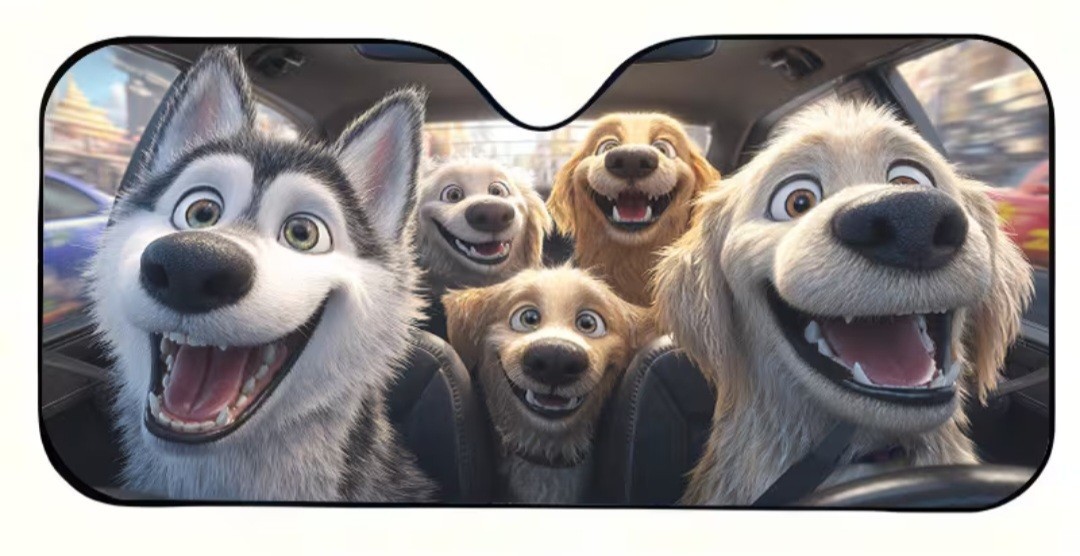 Car windscreen Sun shade, Windshield Protector.Cute Dogs & Puppies, 🐶