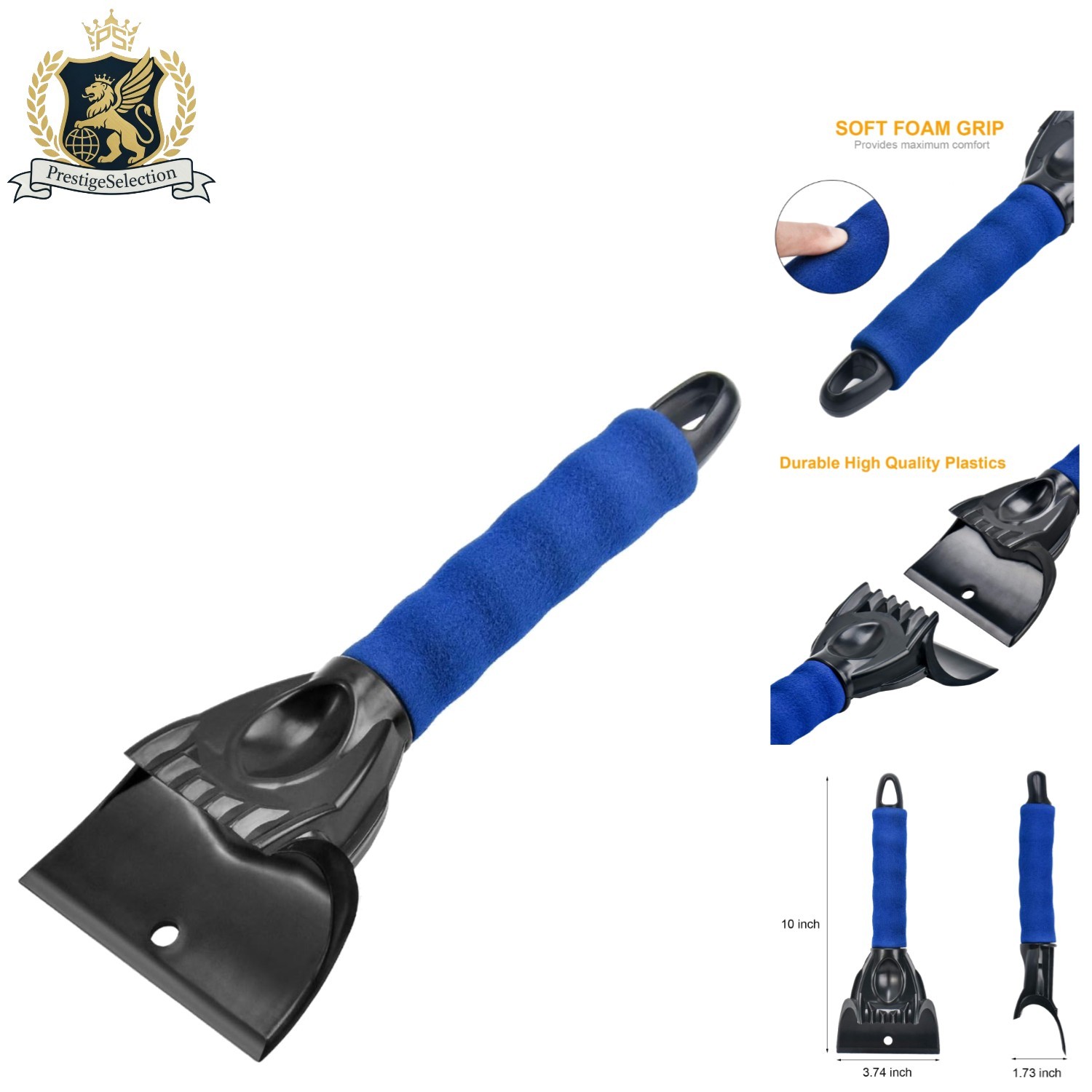 Durable 4-Inch Ice Scraper for Cars - Comfortable Grip, Great Winter Accessory