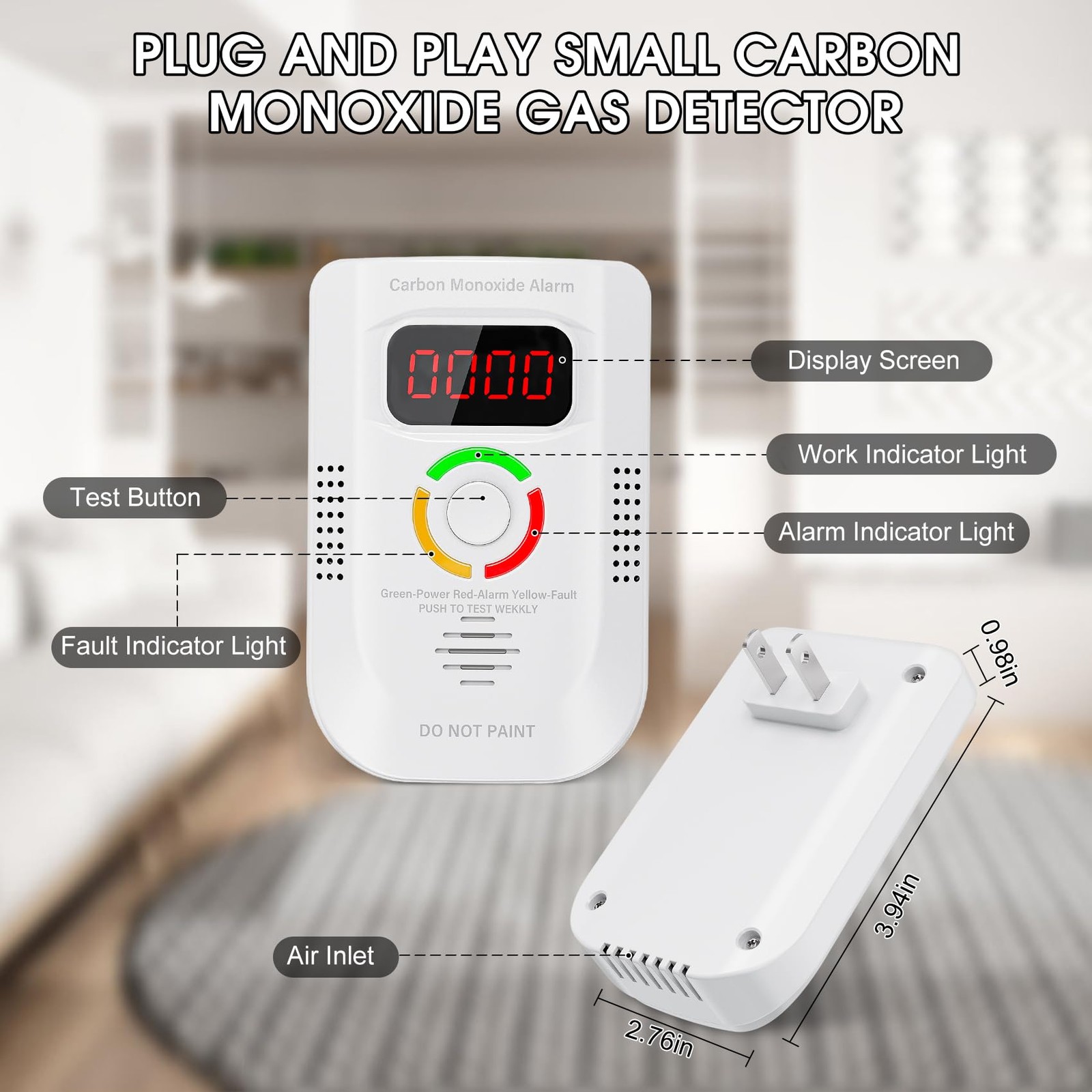 Deller Carbon Monoxide Detector 2 Pack Plug-in