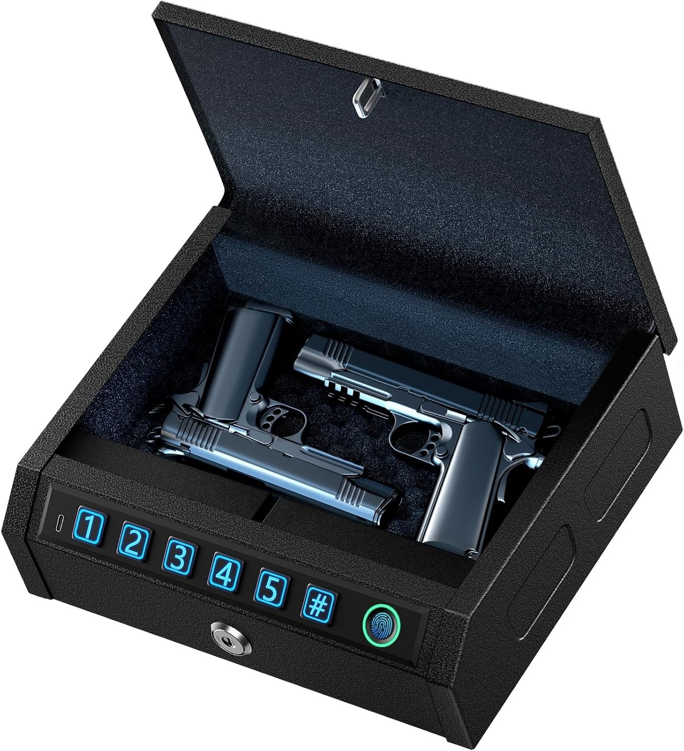 Biometric Gun Safe – Fingerprint, PIN & Key Unlock, Secure for Home & Car