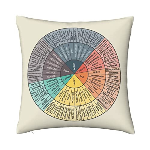 LuckyTagy Wheel of Emotions Feelings Velvet Throw Pillow Covers Cozy Square