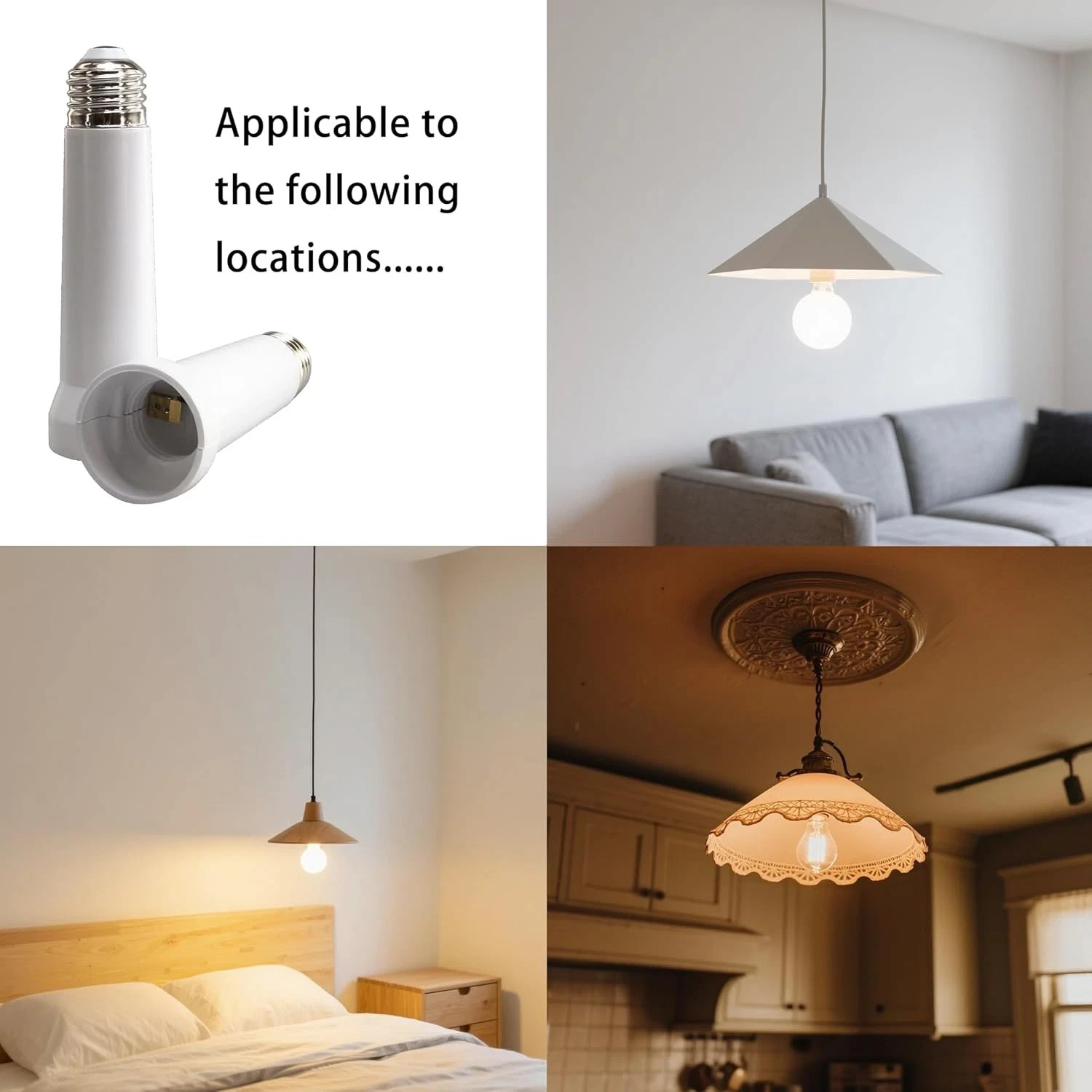 Light Socket Extender, E26/E27 Light Bulb Socket Extender Standard Medium Base,