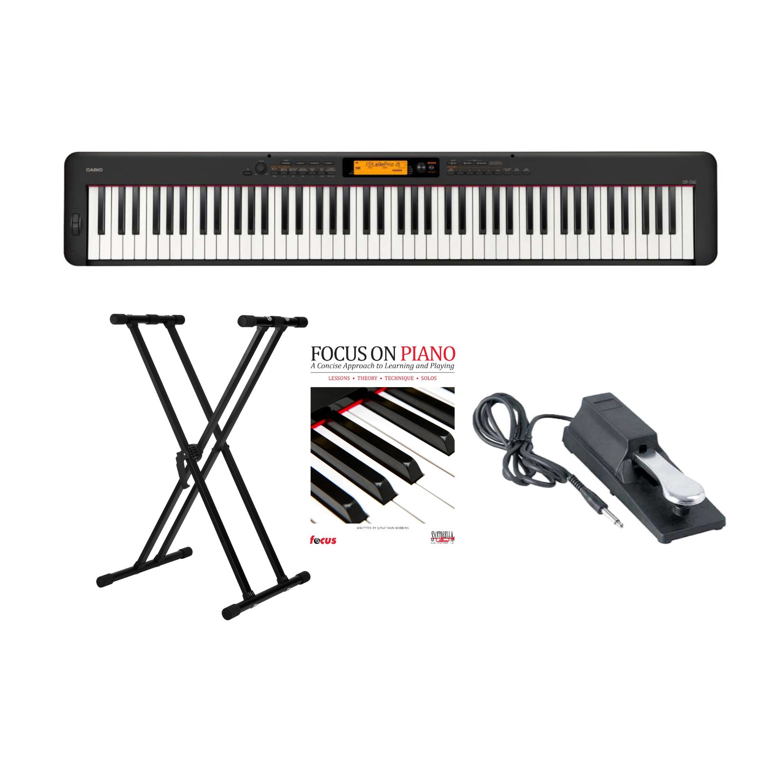 Casio CDPS360 88 Key Digital Home Piano with Keyboard Stand Pedal and Book