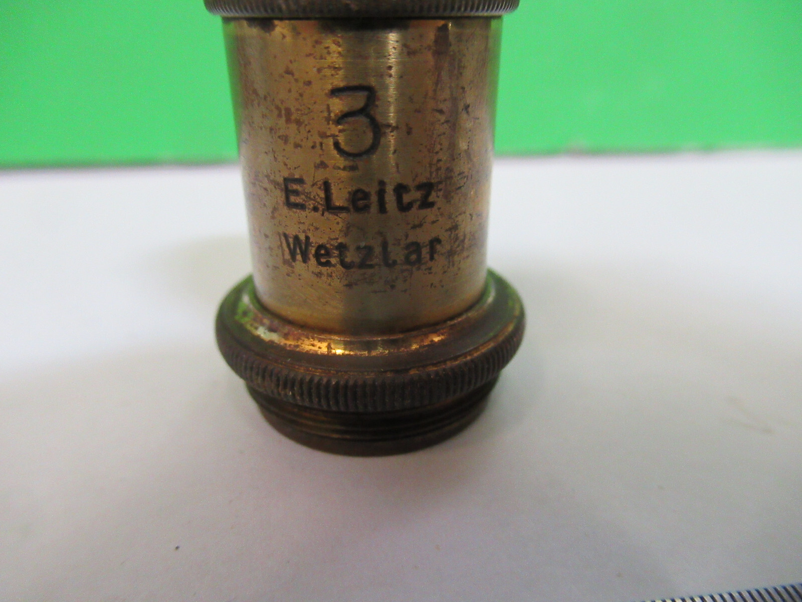 ANTIQUE BRASS ERNST LEITZ "3" OBJECTIVE MICROSCOPE AS PICTURED #H3-A-28