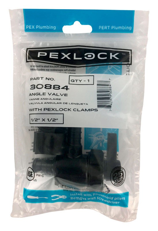 Flair-It 30884 PEXLock PPSU Angle Valve 1/2 x 1/2 PEX Dia. in. with Clamps