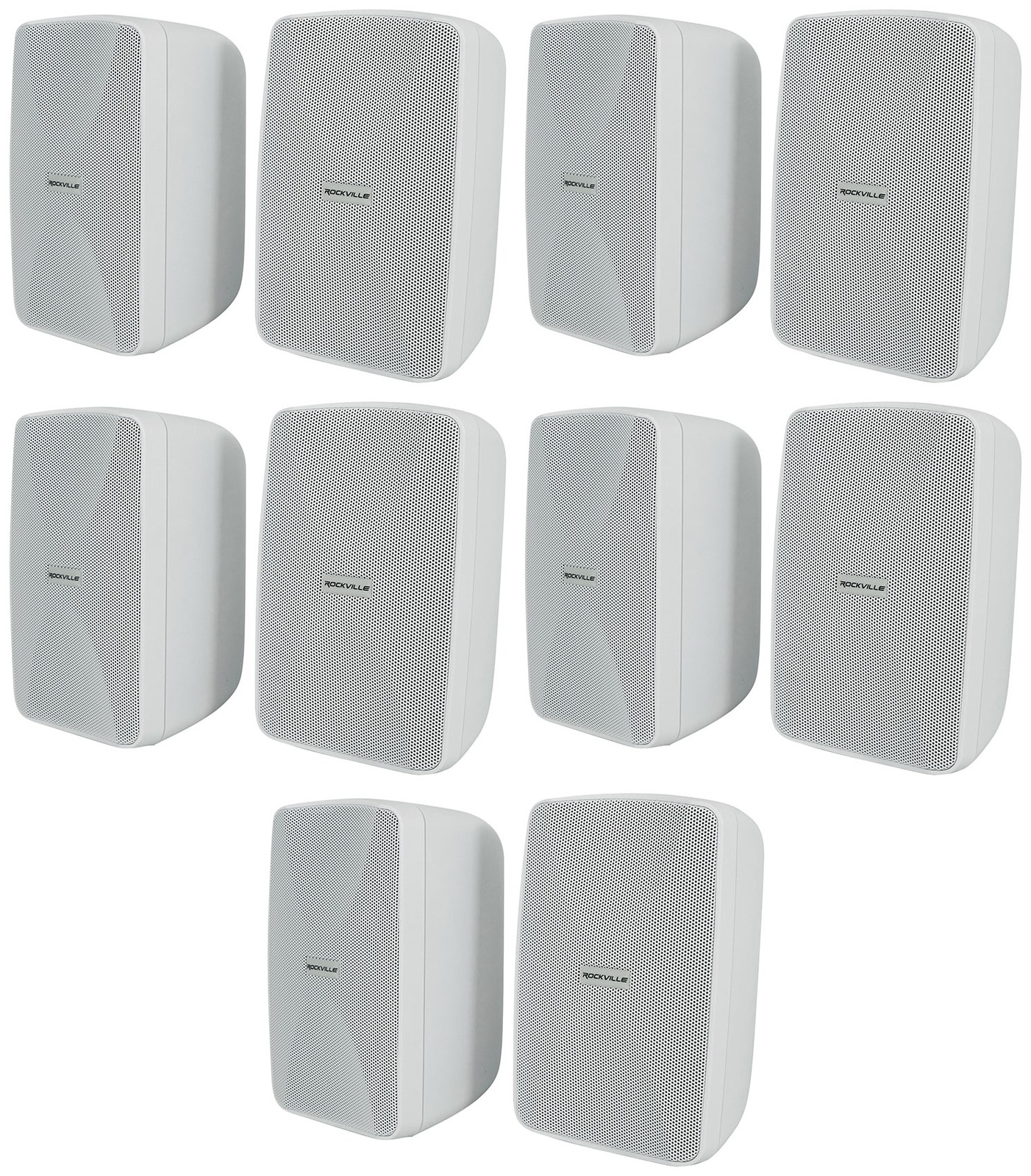 10 Rockville WET-40W 4" 70V Commercial Indoor/Outdoor Wall Speakers White Swivel