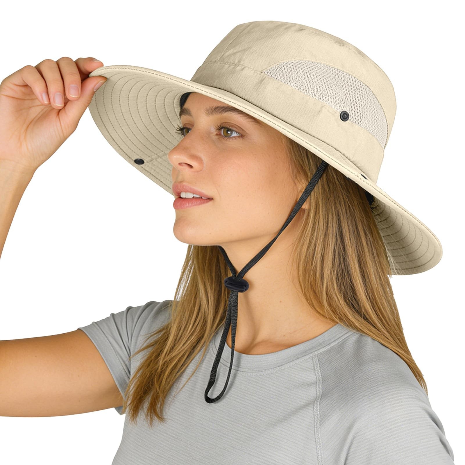 ZOORON Sun Hats for Men Women, Wide Brim 6 3/4-6 7/8, 1pack-light Beige
