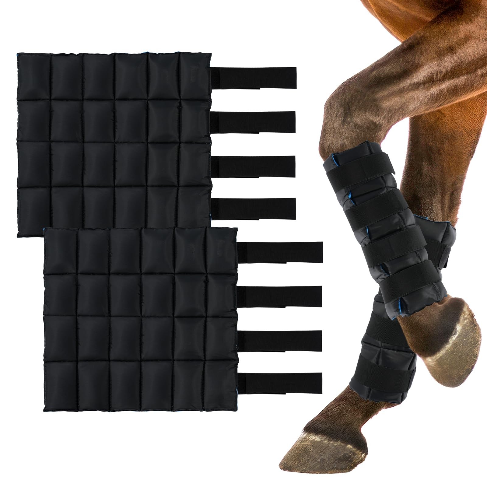LUFFWELL Horse Ice Leg Wraps Set of 2 - Equestrian Training & Injury Recovery