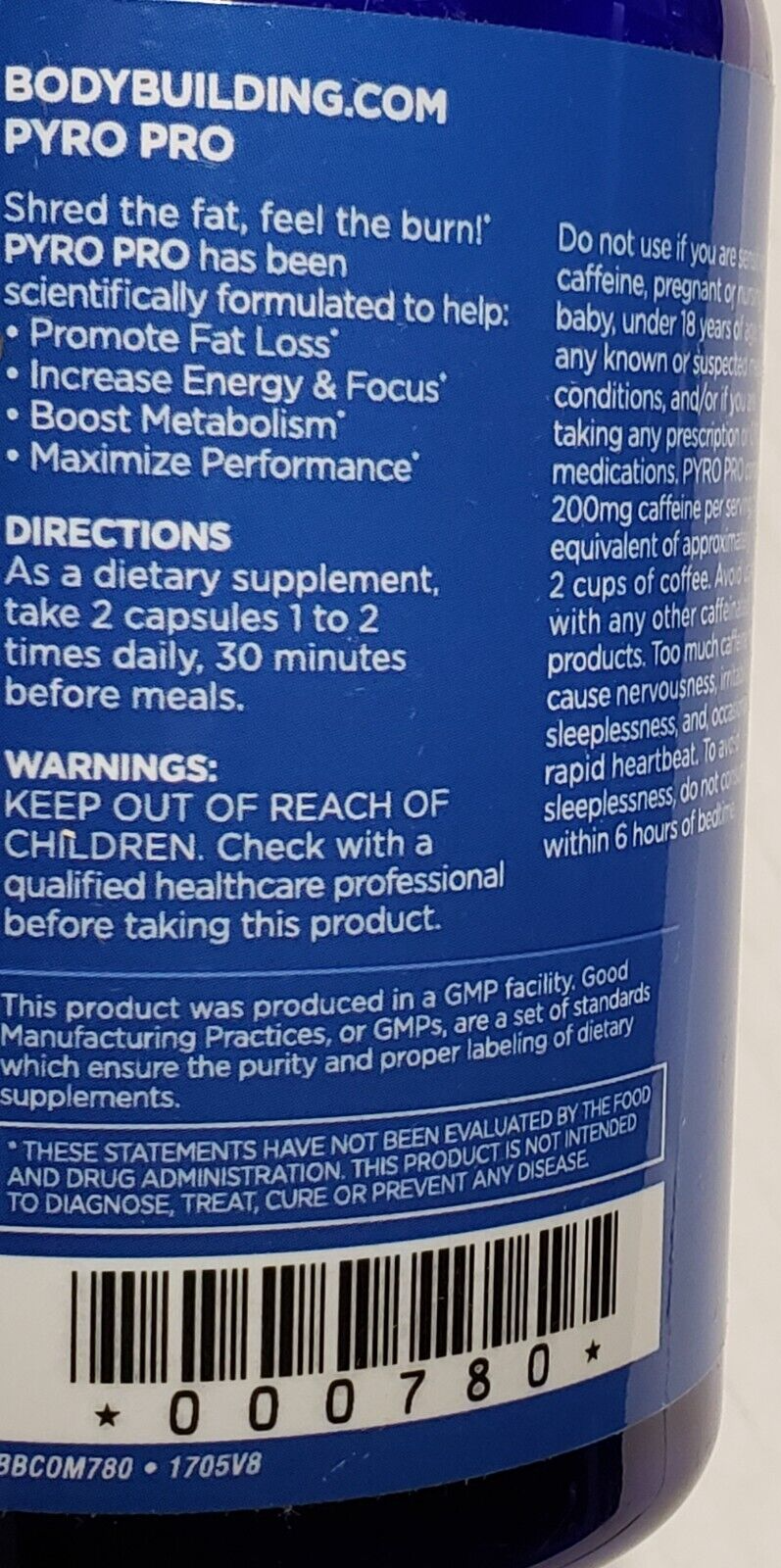 Bodybuilding.com - PYRO PRO - Thermogenic Ignitor - 120 Capsules - Exp 6/2025