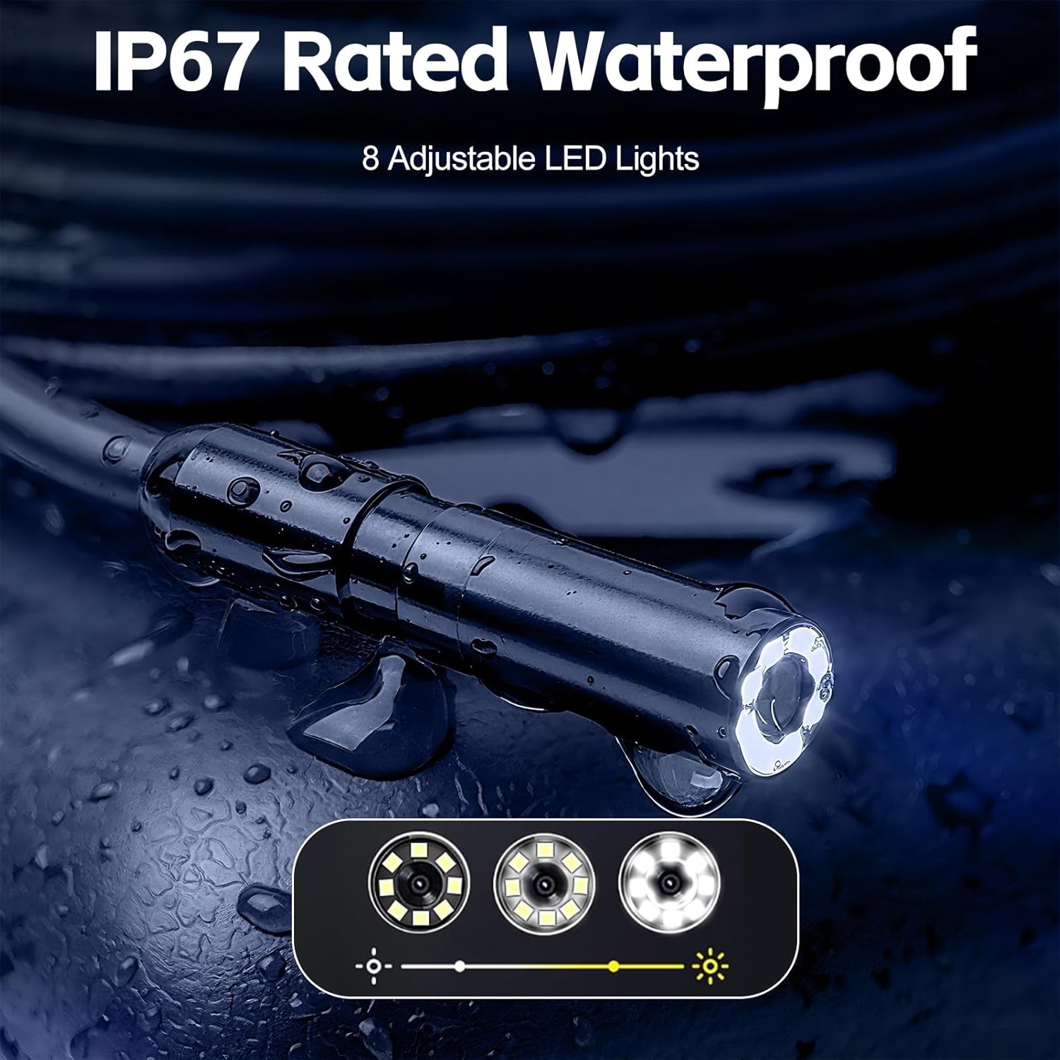16.4ft Non-Handheld IP67 Waterproof Endoscope Integrated Screen Pipe Scope