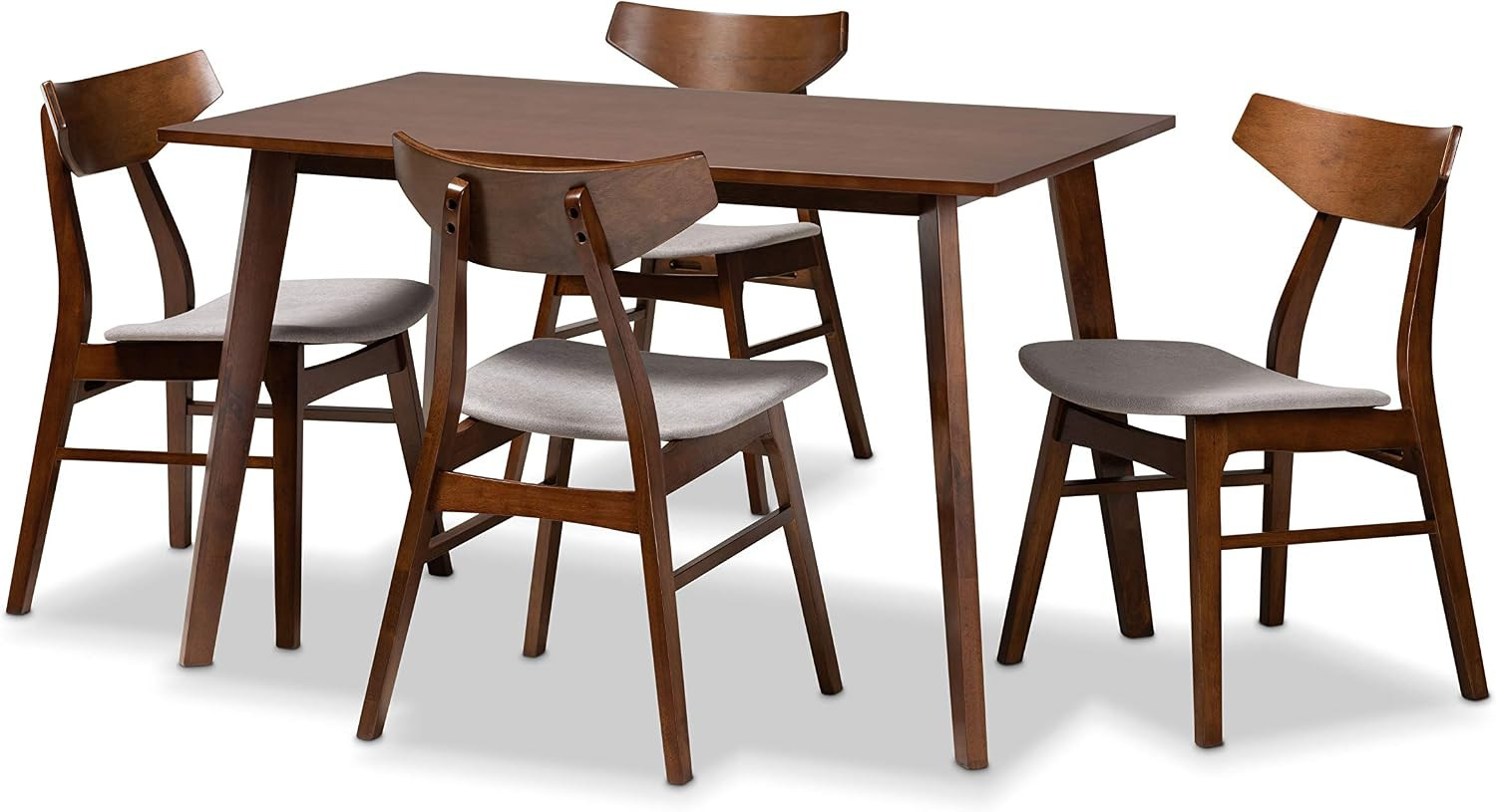 Lois Mid-Century Modern Transitional Light Grey Fabric Upholstered and Walnut Br