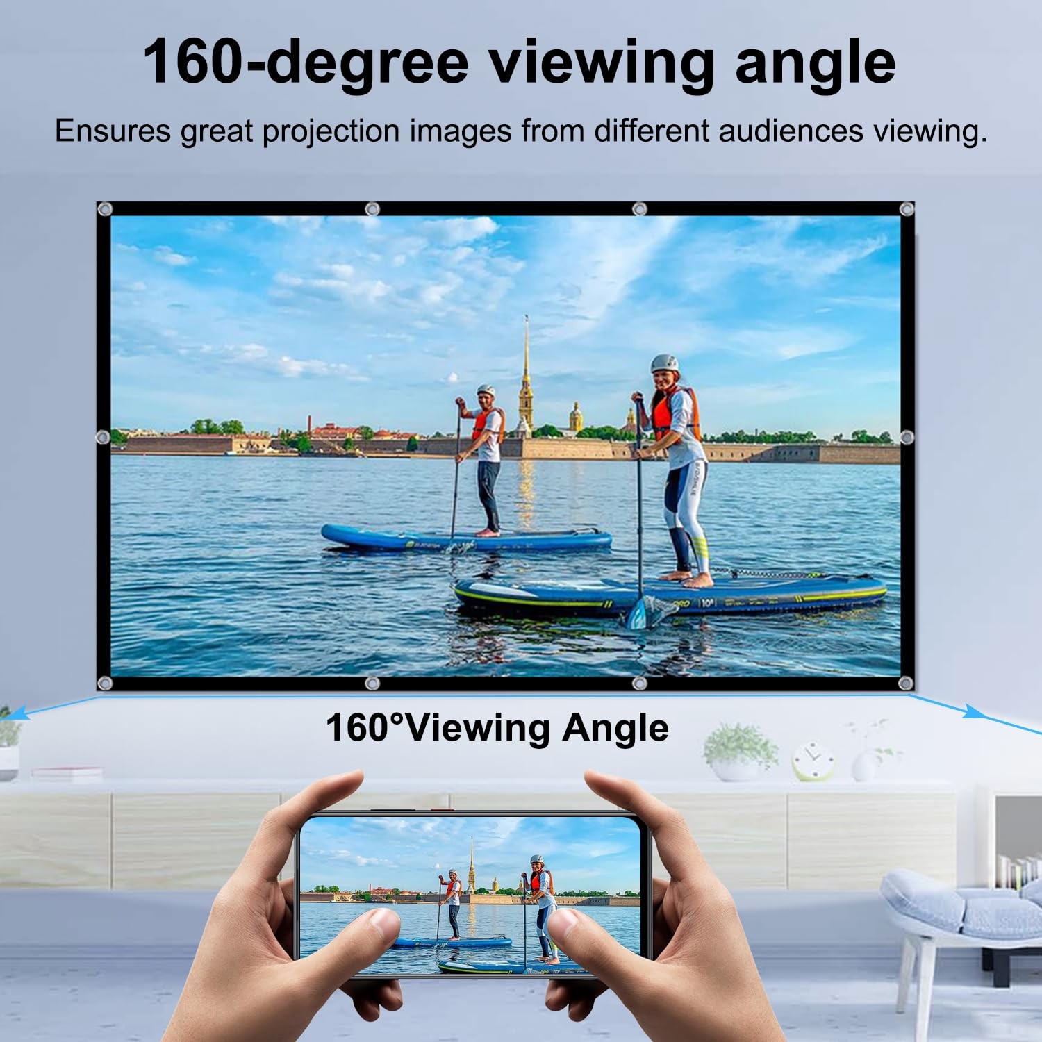 Projector Screen, 84 inch Foldable Portable Rear Front Projector Screen Indoo...