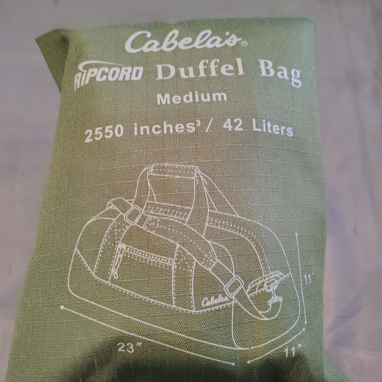 Cabela’s Green Ripcor Duffel Bag M 42L 23"×11"×11" Hiking Hunting Sports Gym +++