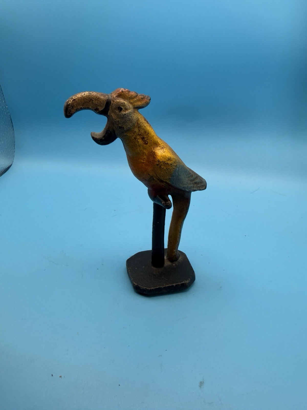Vintage Cast Iron Toucan Bird Bottle Opener Hand Painted Barware Heavy