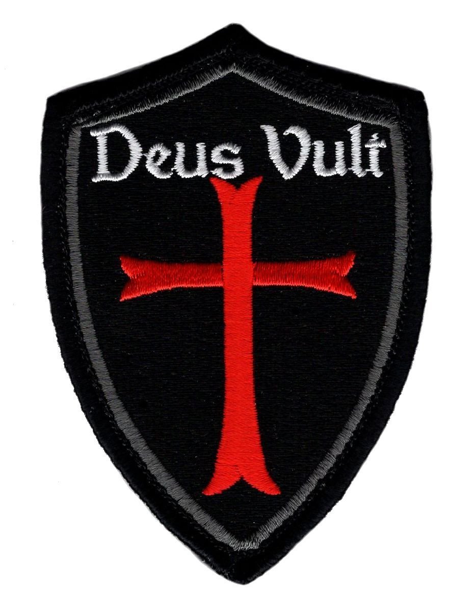 Deus Vult Cross Shield christian Templar Knight in God Wills Hook Patch (DSV2)
