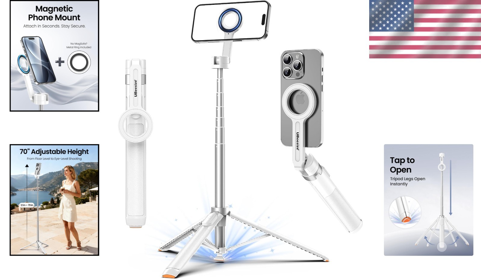 Sleek 70" Auto-Open Tripod with Built-in Remote: Ideal for Content Creators