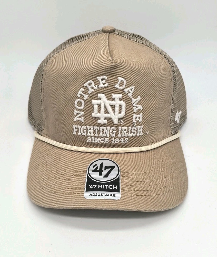 Notre Dame Fighting Irish NCAA 47 Brand Hat Khaki Rope Hitch Adjustable Snapback