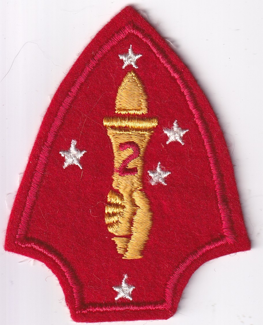 2nd Marine Division patch real WWII wool felt yellow hand USMC US Marine Corps