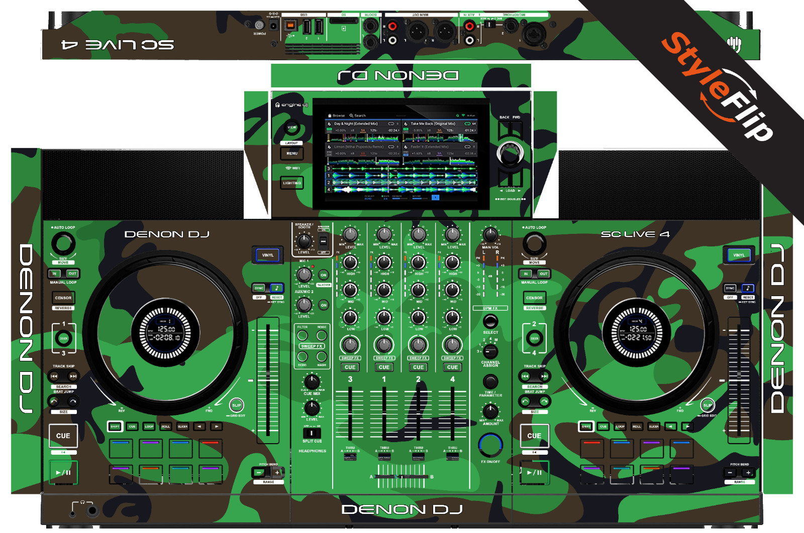 Denon SC Live 4 | Color Green Camo | Protective Decal | StyleFlip Skins