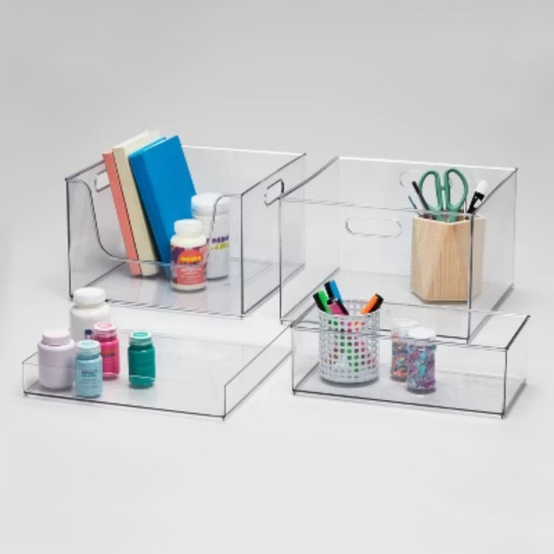 12x12x8 All Purpose Open Front Storage Bin Plastic Organizer Basket Home Office