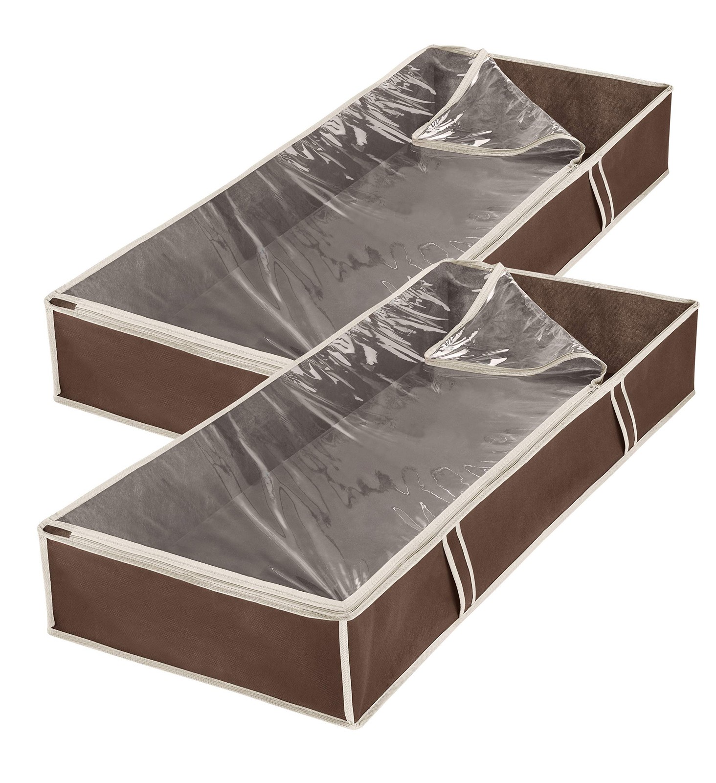 Under Bed Storage Bags 2 Pack, Zippered Underbed Jumbo, Java