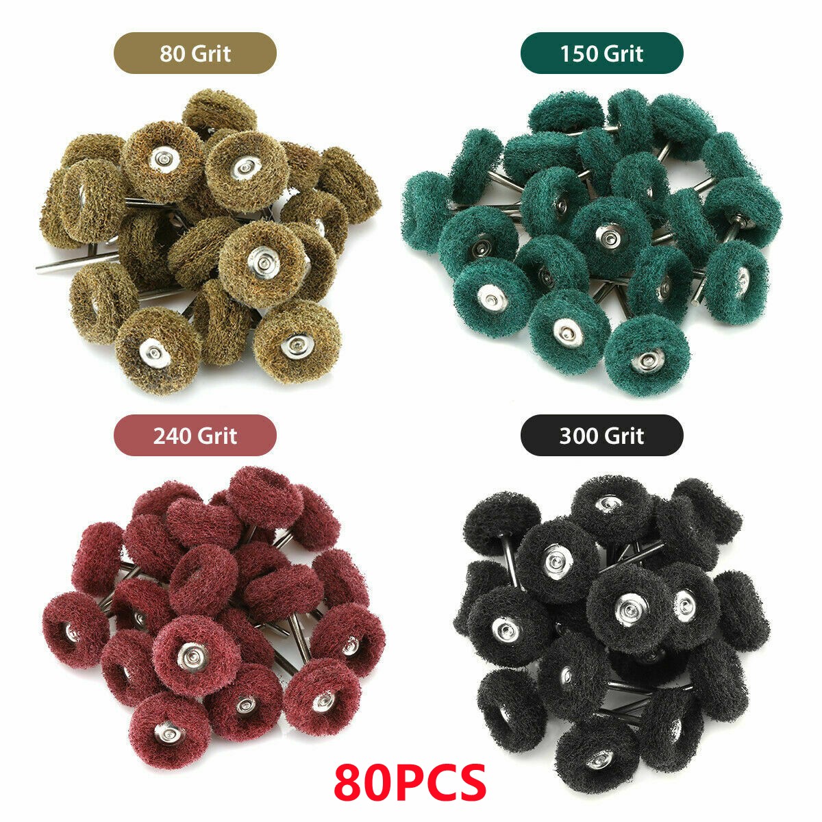 80Pcs Mini Abrasive Buff Wheel Grinding Polishing Shank Craft Bits Rotary Tool r