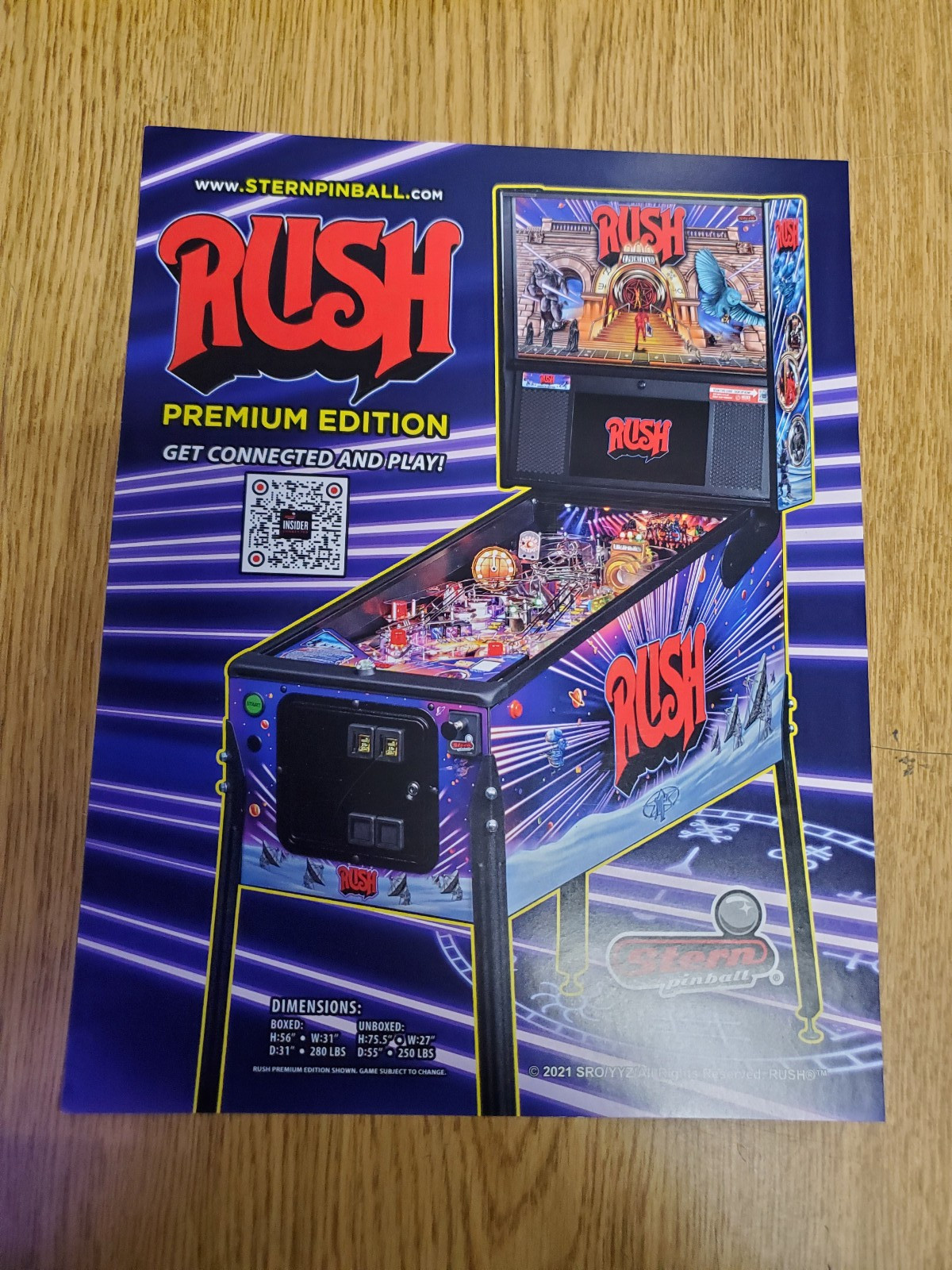 Stern RUSH Premium Edition Arcade Video Game flyer- good original