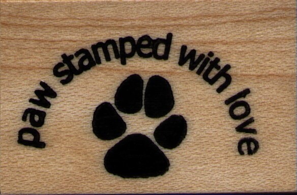 mounted rubber stamps paw stamped with love   mount size   1" X 1 1/2"