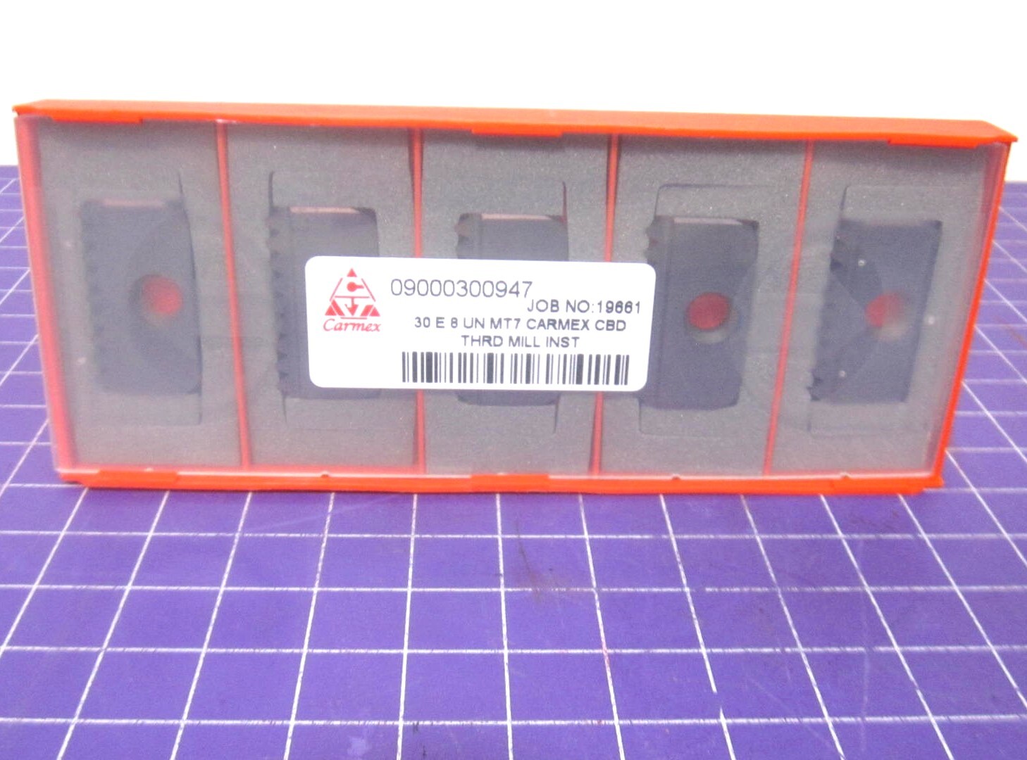 Carmex (30E8UNMT7) Carbide Thread Mill Inserts TiAlN, Ext, UN, 8 TPI Qty 5