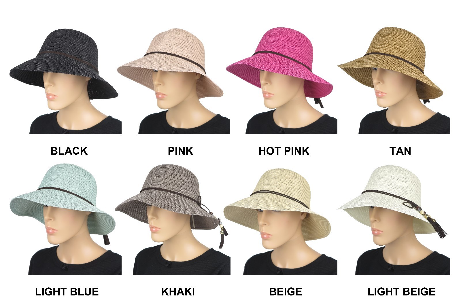 Women's Beach Sun Hat Thin Band with Beads One Size Solid Color New