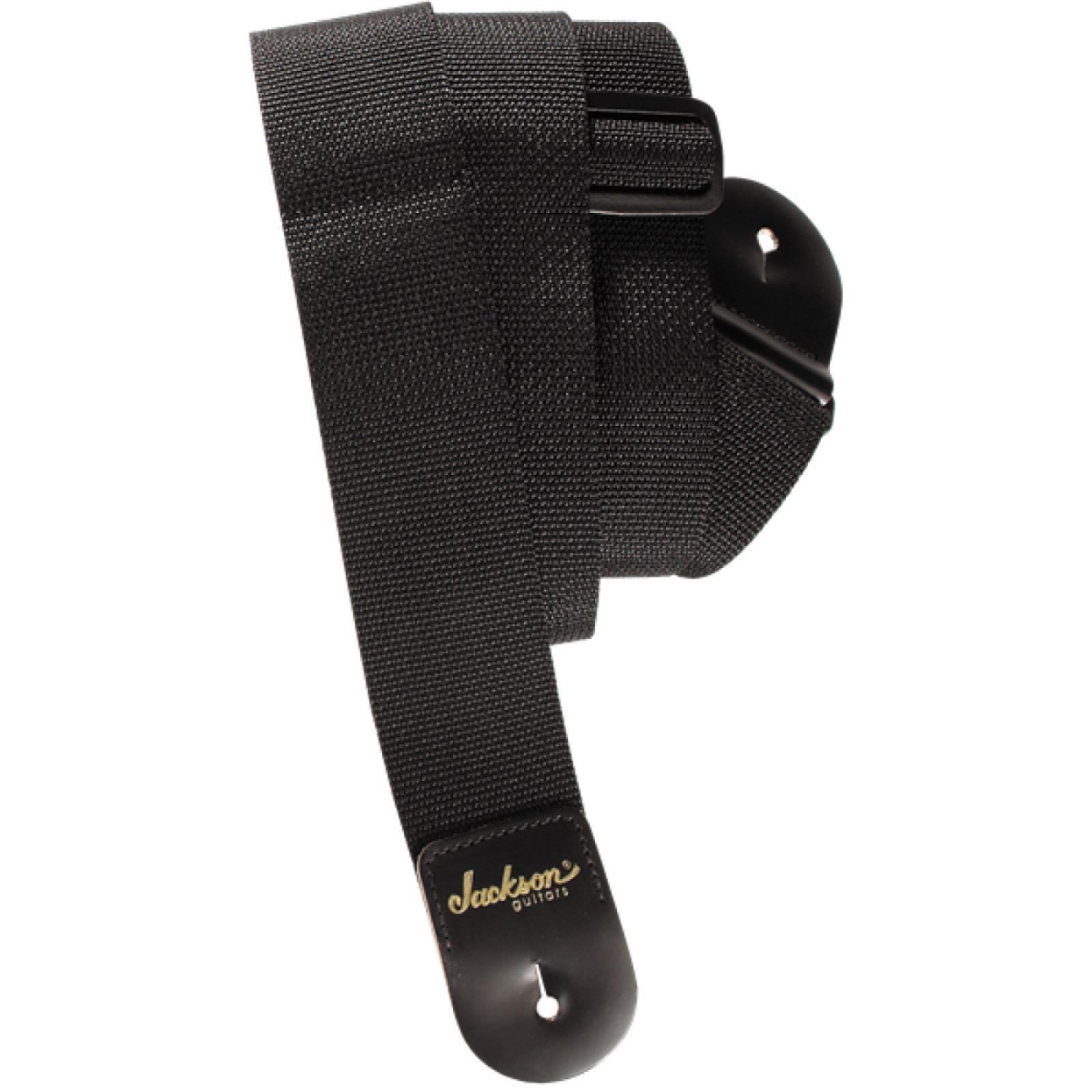 Jackson 2" Wide Poly Guitar Strap with Leather Ends, Black (2990662006)