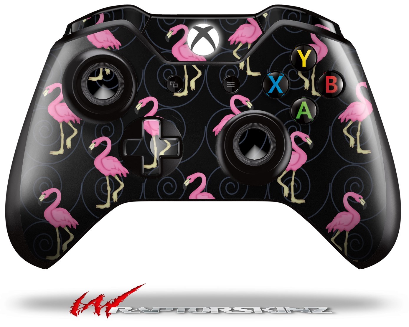 Flamingos on Black Skin for XBOX One Controller