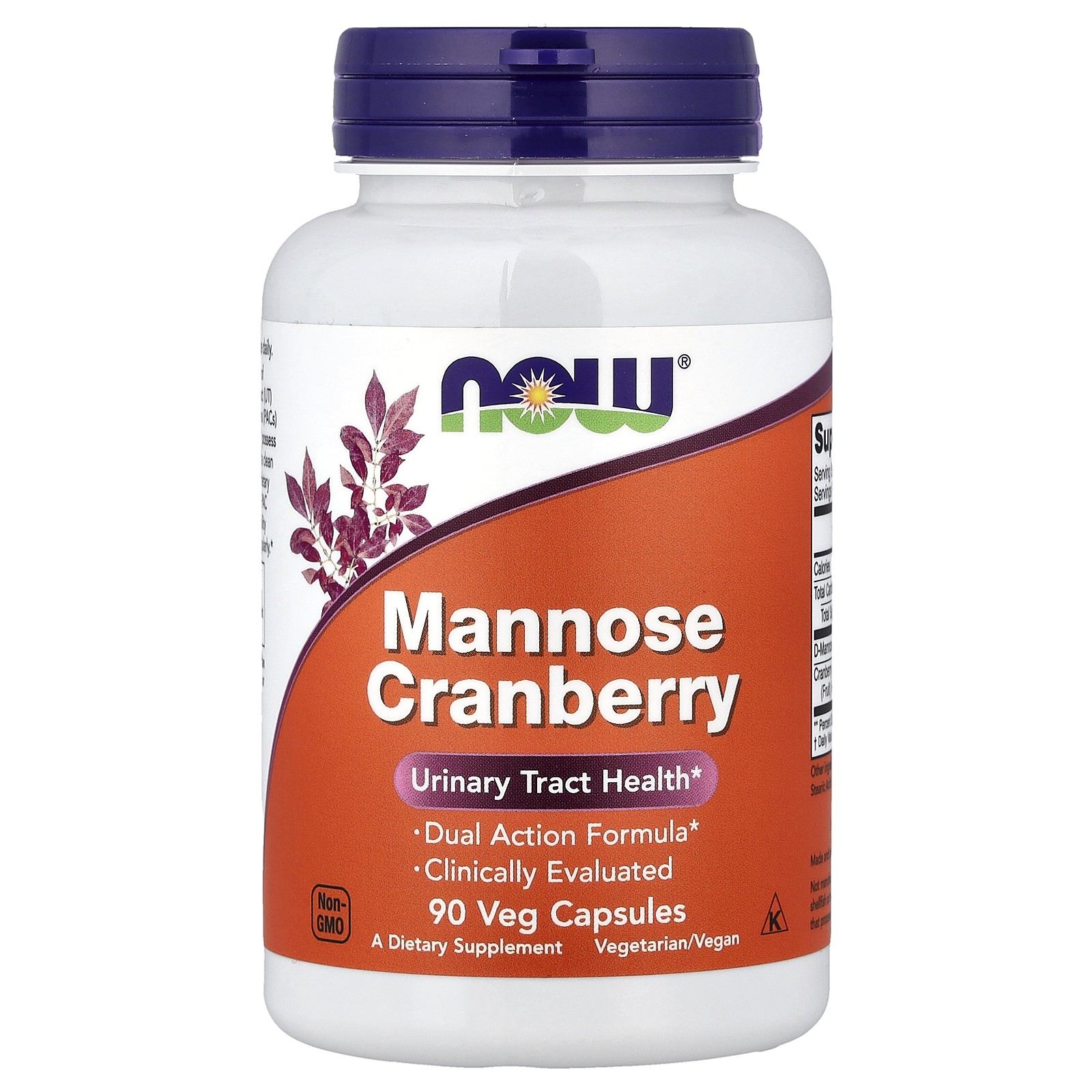 Now Foods Mannose Cranberry 90 Veg Capsules GMP Quality Assured, Vegan,